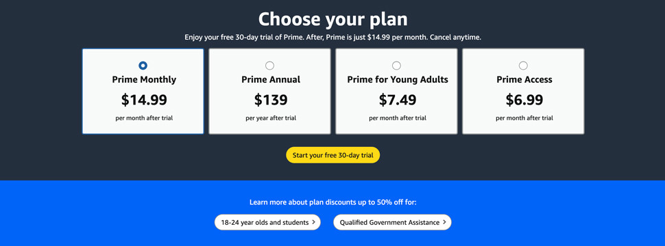 amazon prime pricing