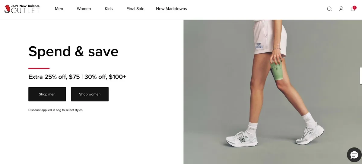 Официальный сайт Joe's New Balance Outlet USA с дополнительной скидкой