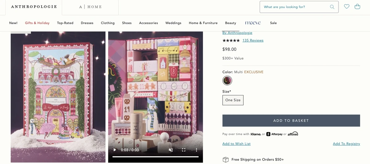 Anthropologie The 24 Days of Beauty с косметикой разных брендов
