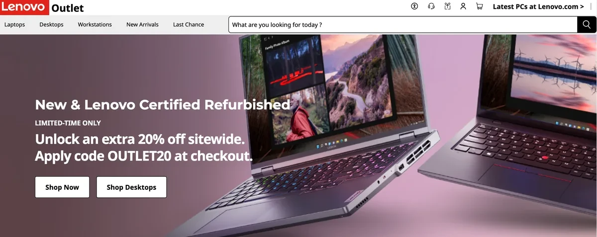 Lenovo Outlet USA с новыми и сертифицированными восстановленными компьютерами