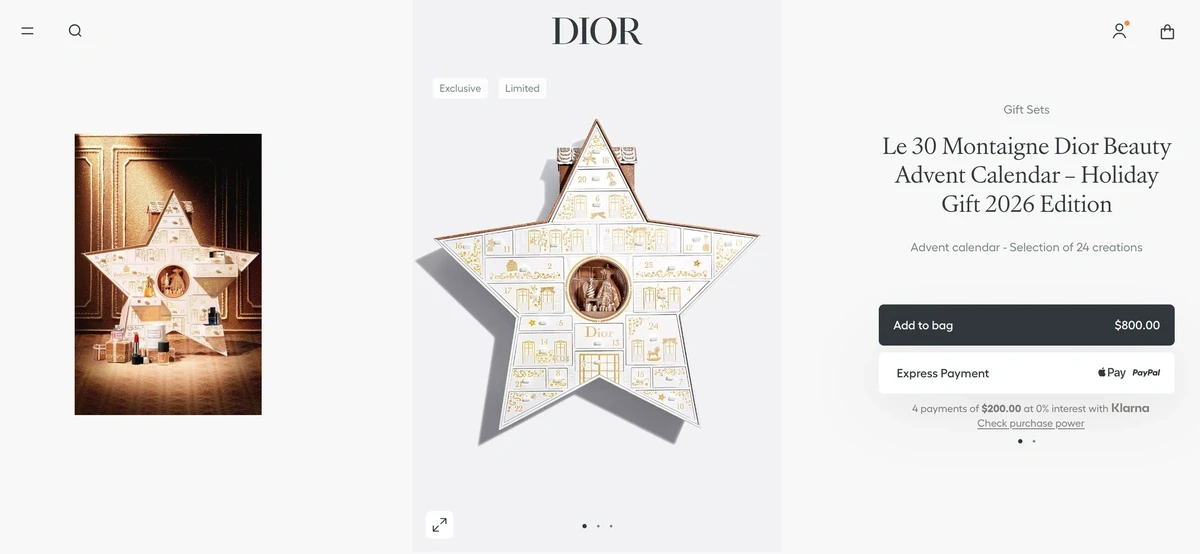 Адвент-календарь Dior Le 30 Montaigne 2026 в форме звезды с 24 сюрпризами