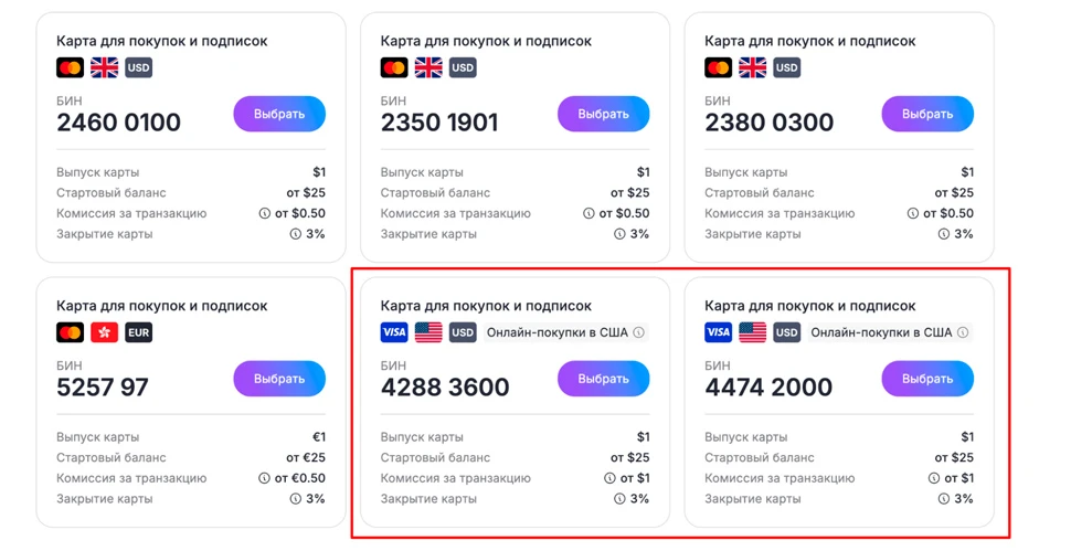 виртуальная карта онлайн покупки за границей
