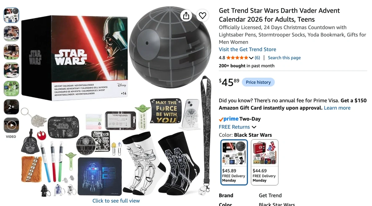 Адвент-календарь Get Trend Star Wars Darth Vader с 24 аксессуарами на Amazon