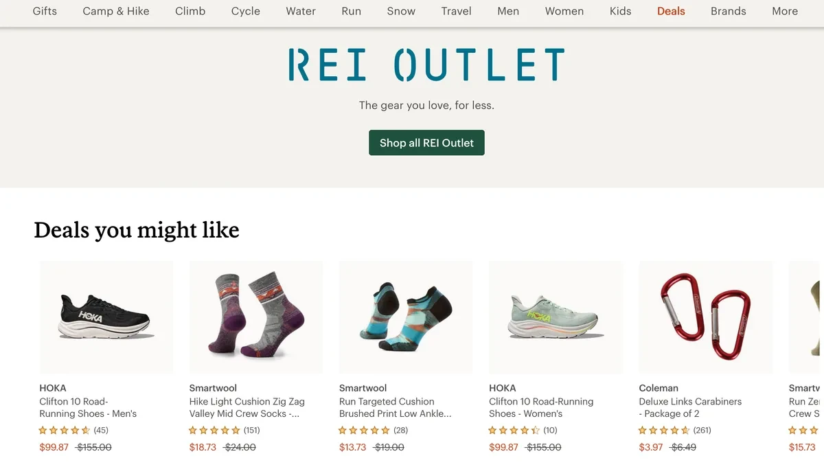 Официальный REI Outlet USA с товарами для активного отдыха по сниженным ценам