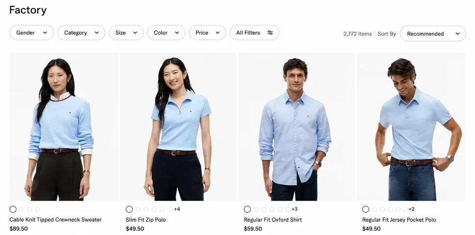Каталог Tommy Hilfiger Factory USA с товарами и ценами