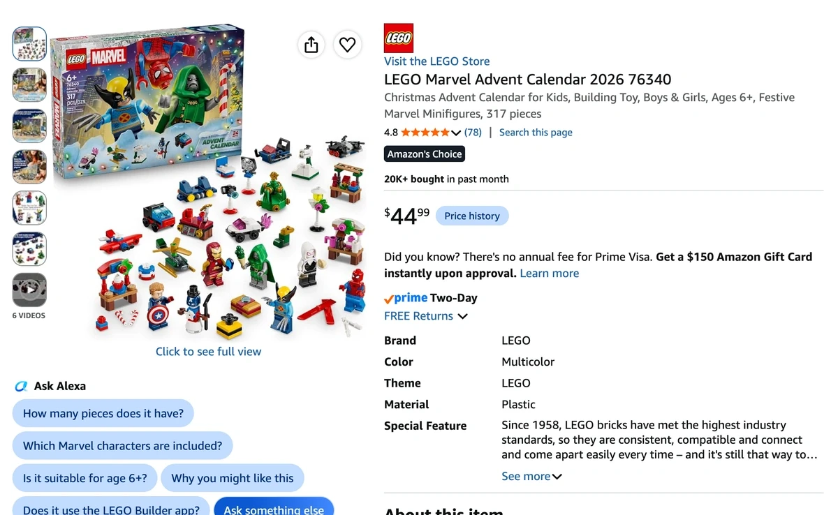 Детский адвент-календарь LEGO Marvel 76340 с 317 деталями и маркировкой 6+