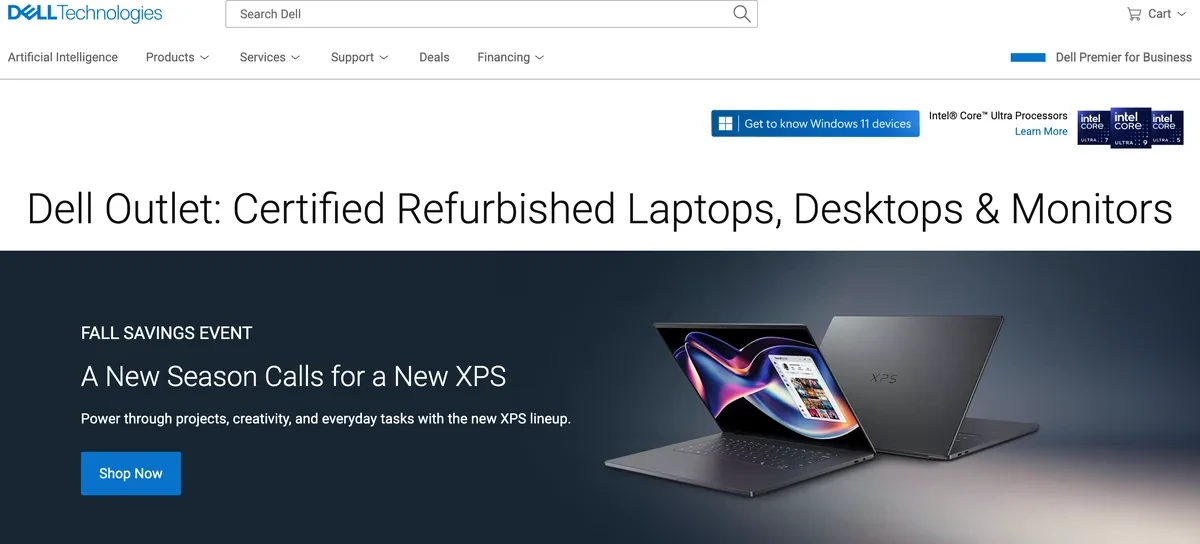 Dell Outlet USA с сертифицированными восстановленными ноутбуками и компьютерами
