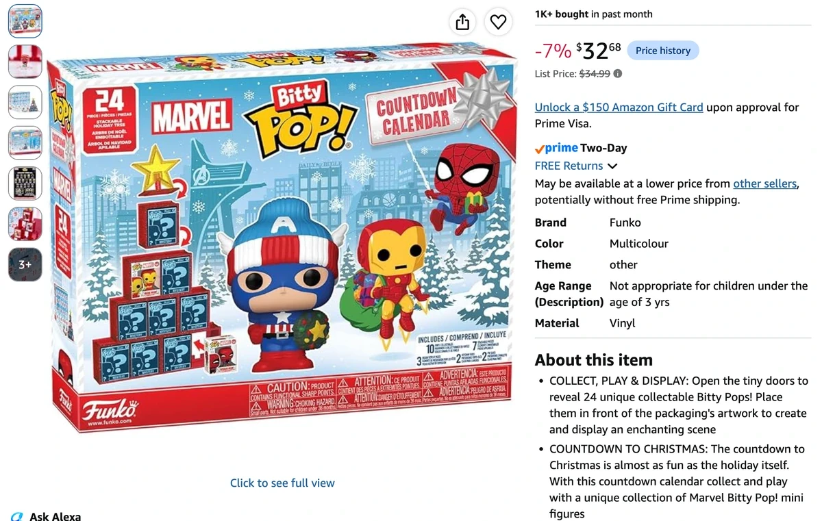 Funko Bitty POP! Marvel Comics Countdown Calendar с 24 мини-фигурками